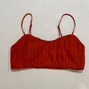 Abercrombie & Fitch Red Pleated Crop Top Adjustable Straps Size S